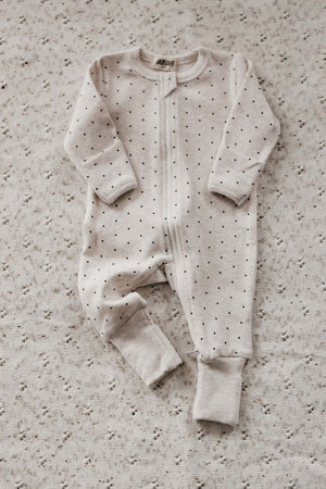 Bencer & Hazelnut Zip Suit - Oatmeal Dotty