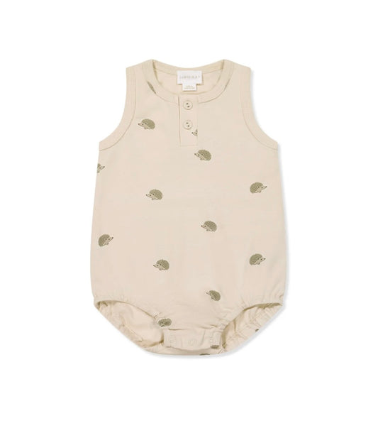 Jamie Kay Pima Cotton Noah Playsuit - Henry Hedgehog Birch