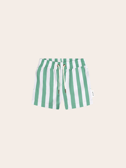 HuxBaby Cabana Stripe Swim Short - Almond Milk/Basil