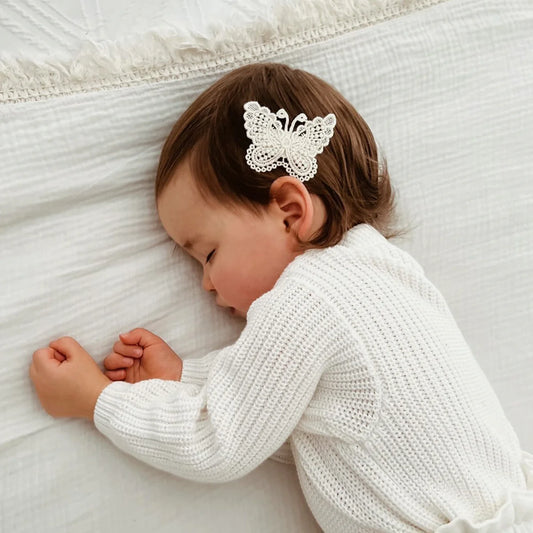 Little Marshmallow Hair Clip - Lace Butterfly