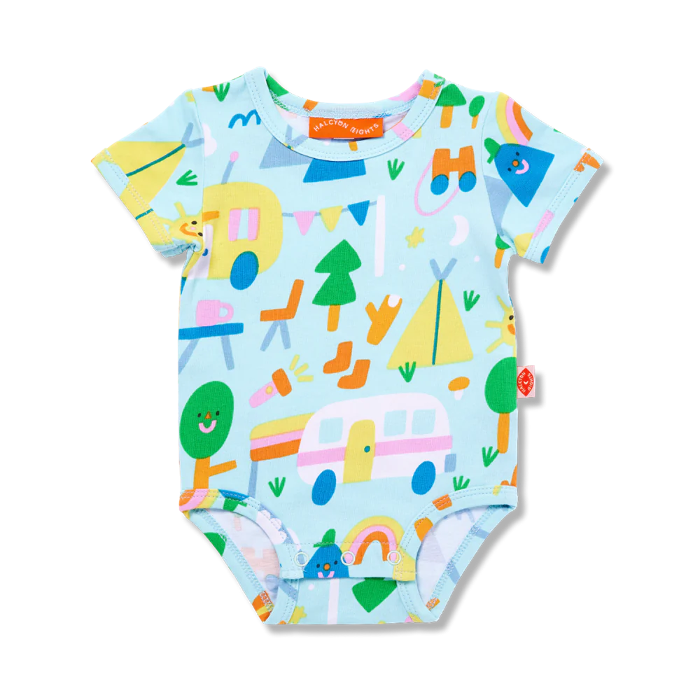 Halcyon Nights Short Sleeve Bodysuit - Happy Camper